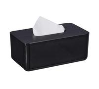 Relaxdays Boîte à mouchoirs avec Couvercle en Bambou, pour Salle de Bain, Moderne, HxLxP: 10x23x13 cm, Plastique, Noir