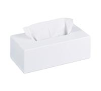 Relaxdays Boîte à mouchoirs, distributeur lingettes salle de bains, cuisine, bois bambou, HLP : 7,5 x 24 x 12 cm, blanc