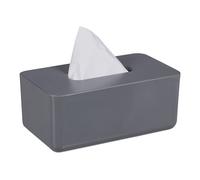 Relaxdays Boîte à mouchoirs avec Couvercle en Bambou, pour Salle de Bain, Moderne, HxLxP: 10x23x13 cm, Plastique, Gris