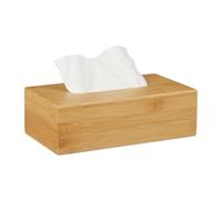Relaxdays Boîte à mouchoirs Bambou, HLP: 8,5 x 27,5 x 15,5 cm, Distributeur de cosmétiques et lingettes, Naturelle
