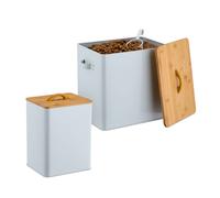 relaxdays Boîte à nourriture avec couvercle en bambou, set de 2 pièces