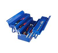 Relaxdays boîte à outils métal 5 compartiments 53×20×21 cm bleu - vide, poignée, verrouillable