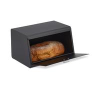 Relaxdays Boîte à Pain en Acier Inoxydable, viennoiseries, HxLxP: 20,5x34,5x23,5 cm, pour la Conservation, métal, Noir