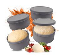 Relaxdays boîtes à pâte à pizza, lot de 4, silicone, gris foncé