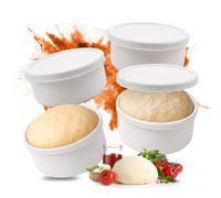 Relaxdays boîtes à pâte à pizza, lot de 4, silicone, jusqu'à 350 g, blanc