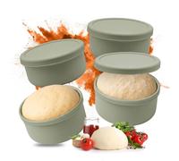 Relaxdays boîtes à pâte à pizza, lot de 4, silicone, jusqu'à 350 g, sauge