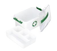 Relaxdays Boîte à pharmacie, 5 compartiments, rangement pansement, médicaments, env. 14,5 x 30 x 20 cm, blanc/vert