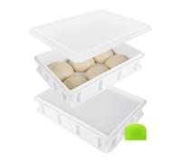 Relaxdays Boîte à pizza empilable – lot de 2 avec couvercle, plastique blanc 7x40x30 cm