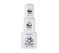 Relaxdays Boîtes rangement 3 pcs pommes de terre oignons ail, métal blanc, avec couvercle et trous