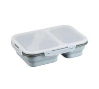 Relaxdays Boîte à tartines, 2 Compartiments, Pliable, Compatible Micro-Ondes, hermétique, Silicone, Couvert, Repas, Gris