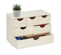 Relaxdays Boîte à tiroirs en bois, HLP: 28 x 40 x 20 cm, rangement petits objets, à décorer, 6 compartiments, nature