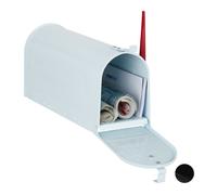 Relaxdays Boîte aux Lettres US, Vintage, Compartiment à journaux américaine, Grand, HxLxP 22 x 16 x 48 cm, Acier, Blanc