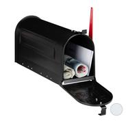 Relaxdays Boîte aux Lettres US, Vintage, Compartiment à journaux américaine, Grand, HxLxP 22 x 16 x 48 cm, Acier, Noir