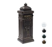 Relaxdays Boîte aux lettres anglaise sur pied en alu colonne vintage nostalgie, design british, bronze
