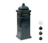 Relaxdays Boîte aux lettres anglaise sur pied en alu colonne vintage nostalgie, design british, vert