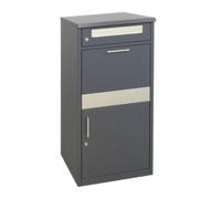 Boîte aux Lettres Relaxdays avec Compartiment pour Colis, 4 clés, H x L x P : 112 x 50 x 37 cm, Fer et INOX, Gris/Silver