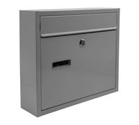 Boîte aux Lettres Relaxdays avec Plaque Nominative, 4 clés, Format Horizontal, H x L x P : 31 x 36 x 10 cm, métal, Gris