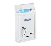 relaxdays Boîte aux Lettres avec Plaque nominale, métal, 2 clés, Cartes Postales, HxLxP: 26,5 x 19 x 6,5 cm, Blanc
