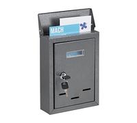 relaxdays Boîte aux Lettres avec Plaque nominale, métal, 2 clés, Cartes Postales, HxLxP: 26,5 x 19 x 6,5 cm, Gris