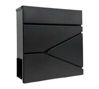 Boîte aux Lettres Relaxdays avec Compartiment à journaux, H x L x P : 37 x 37 x 11 cm, DIN C4, étanche, 4 clés, Noire