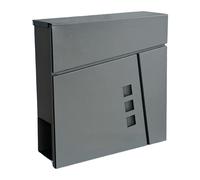 Boîte aux Lettres Relaxdays à Compartiment à journaux, HxLxP:37,5x37x10,5cm, DIN C4, étanche, 4 clés, Anthracite