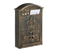 Relaxdays Boite aux Lettres, Design rétro, 2 clés, Jolis détails, H x L x P : 42 x 28 x 10 cm, Bronze et doré