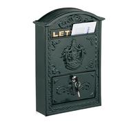 Relaxdays Boite aux Lettres, Design rétro, 2 clés, Jolis détails, H x L x P : 42 x 28 x 10 cm, Vert et doré