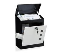 Relaxdays 10020775_640 Boîte aux Lettres Murale Grande XL pour Paquet avec clapet sécurité avec clés HxlxP: 53 x 43,5 x 26 cm, Noir-Blanc