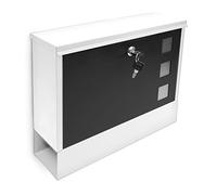 Relaxdays Boîte aux lettres murale, HLP : 30 x 36 x 10 cm, compartiment à journaux, porte-courrier, métal, blanc/noir