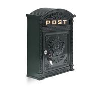 Relaxdays 10020107_53 Boîte aux Lettres Murale Vintage nostalgique Style Ancien en Fonte Aluminium HxlxP 44,5 x 31 x 9,5 cm toît Rond, Vert
