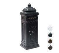 Relaxdays Boîte aux lettres anglaise sur pied en alu colonne vintage nostalgie, design british, noir