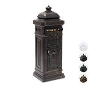 Relaxdays Boîte aux lettres Nostalgie colonne sur pied design anglais vintage Bronze A4