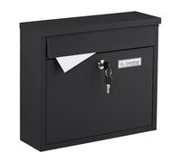 Relaxdays Boite aux Lettres, Porte-étiquette, en Fer, avec 4 clés, H x L x P : 31 x 36 x 12 cm, Noire