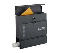 Relaxdays Boite aux Lettres, Porte-journaux, Fer poudré, Jolie Inscription, HxLxP : 37x37x12 cm, Anthracite