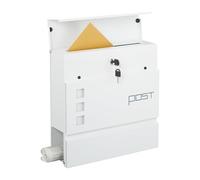 Relaxdays Boite aux Lettres, Porte-journaux, Fer poudré, Jolie Inscription, HxLxP : 37x37x12 cm, Blanche