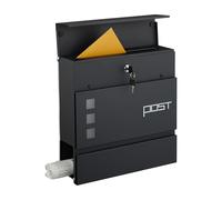 Relaxdays Boite aux Lettres, Porte-journaux, Fer poudré, Jolie Inscription, HxLxP : 37x37x12 cm, Noire