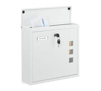 Relaxdays Boite aux Lettres, vitres Pratiques, Fer Robuste, 4 clés, H x L x P : 33 x 35 x 12 cm, Blanche