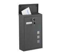 Relaxdays Boite aux Lettres, vitres Pratiques, Fer Robuste, 4 clés, H x L x P : 40 x 25 x 11,5 cm, Anthracite