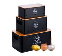 Relaxdays, Ensemble de 3 boîtes de Rangement, Pommes de Terre, oignons, ail, boîte de Conservation Cuisine, métal, Noir