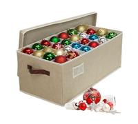 Relaxdays boîte de Rangement pour Boules de Noël, Polyester/Carton, Beige, 26x66,5x33 cm