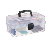 Relaxdays Boîte de rangement à 9 compartiments, caisse pour le bricolage, HxLxP: 14,5 x 33 x 19 cm, transparent - noir