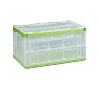 Relaxdays 10022589_53 Boîte Pliable Couvercle Caisse de Rangement Plastique Coffre Transport 60 litres 31,5 x 59,5 x 39,5 cm, Vert, 39, 31,5 cm