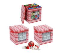 Relaxdays Boîte de rangement boules de Noël 3 pcs