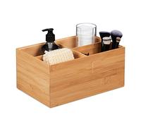Relaxdays Boîte de Rangement en Bambou, empilable, 4 Compartiments, Caisse sans Couvercle, HxLxP : 14x30x20 cm, Nature