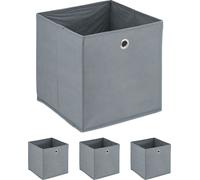 relaxdays Boîte de rangement grise, lot de 4