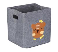 Relaxdays Boîte de Rangement, Motif Ours, Corbeille en Tissu pour Enfant, Pliable, HxLxP : 33x33x33 cm, Jouets, Gris