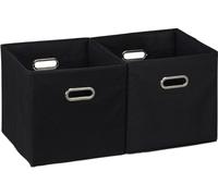 relaxdays Boîte de rangement noire, lot de 2