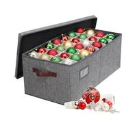 Relaxdays boîte de rangement pour 96 boules de Noël, HxLxP 26 x 66,5 x 33 cm, polyester, carton, gris