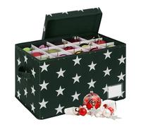 Relaxdays Boîte de rangement pour boules de Noël, 30 boules, H x L x P : 26,5 x 42,5 x 26 cm, polyester, carton, verte
