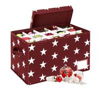 Relaxdays Boîte de rangement pour boules de Noël - 30 boules - H x l x P : 26,5 x 42,5 x 26 cm - Polyester - Carton - Rouge